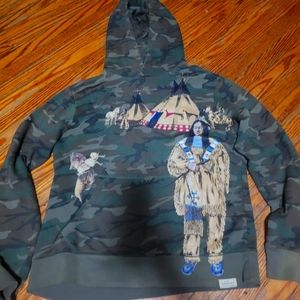 RARE! Ralph Lauren Denim&Supply Indian Chief Flag Camo Pullover Hoodie